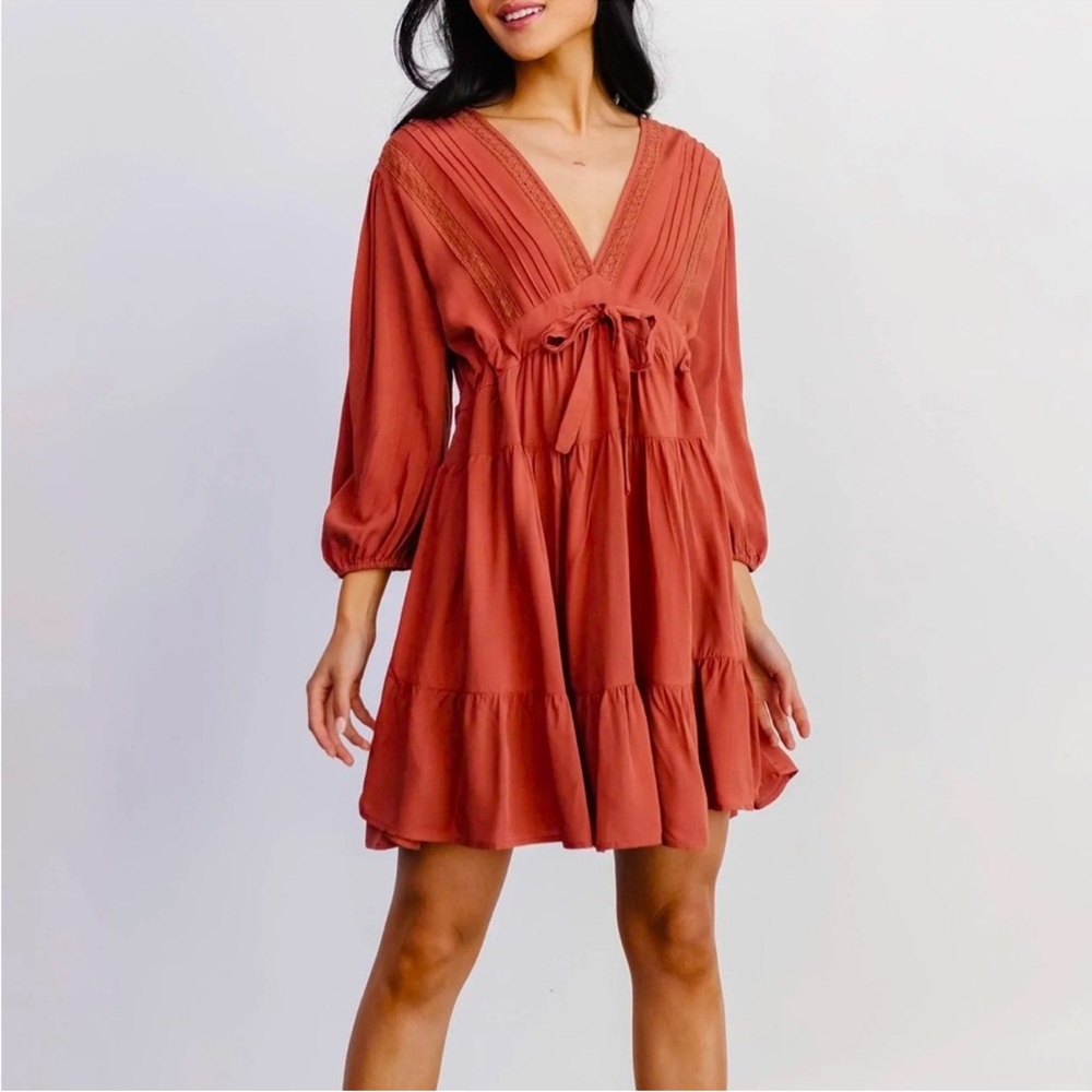 Baltic Born Amelia Boho Mini Dress Size Large Brown Rust